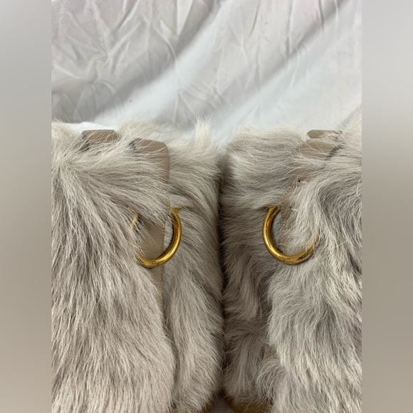 Women  SALVATORE FERRAGAMO fur light grey ankle booties 5.5 C - Picture 9 of 13